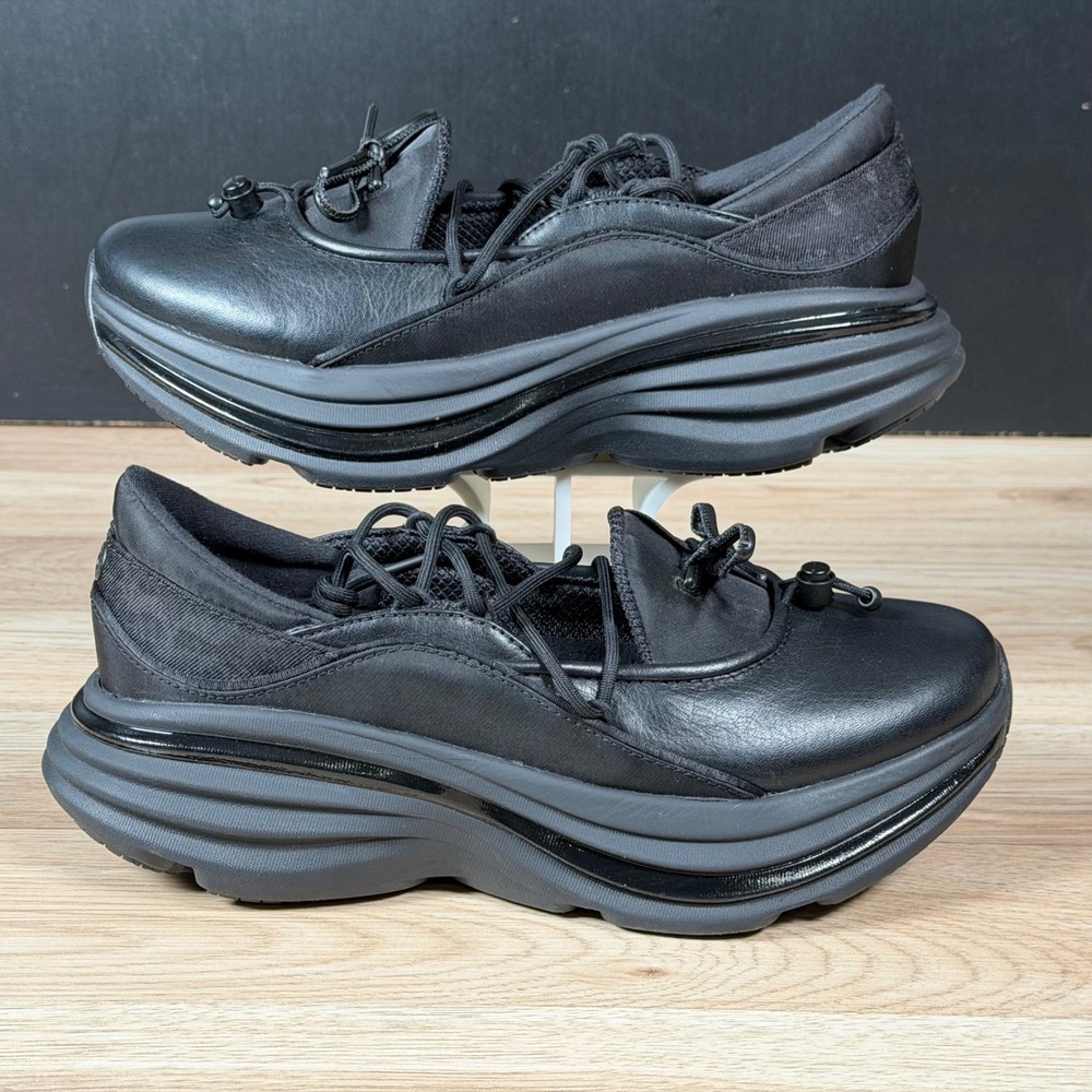 Hoka Bondi Mary Jane Shoes Womens Size 9 Black Leather Platform Sneakers 1171546